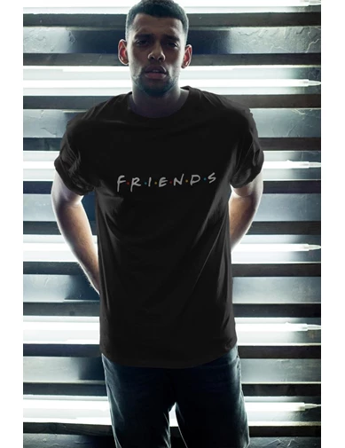 Needion - Friends 01 Siyah Erkek Oversize Tshirt - Tişört