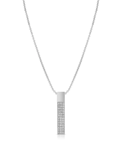 Needion - FRNCH Dikdörtgen Model Zirkon Taşlı Gümüş Renk Kadın Kolye FRJ30437-537-A
