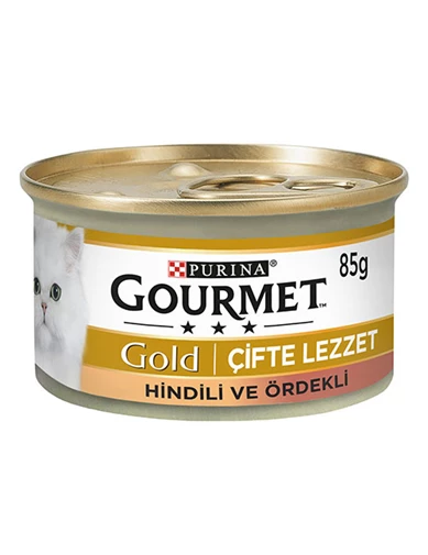 Needion - Gourmet Gold Çifte Lezzet Parça Etli Hindili Ördekli Yetişkin Kedi Konservesi