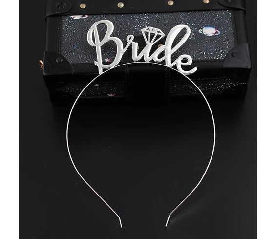Needion - Gümüş Renk Bride Yazılı Metal Gelin Tacı Bride Taç