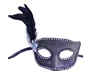 Needion - Gümüş Renk Kumaş Kaplama Yandan Tüylü Yılbaşı Parti Maskesi