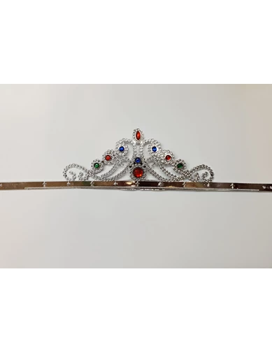 Needion - Gümüş Renk Plastik Prenses Tacı Kraliçe Tacı 60 cm