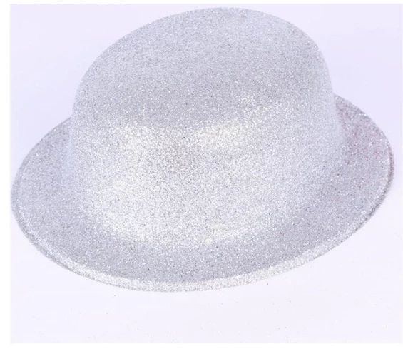 Needion - Gümüş Renk Yuvarlak Simli Plastik Parti Şapkası