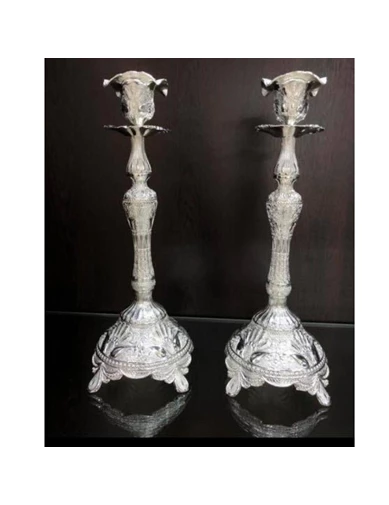 Needion - Gümüş Telkari Renkli Çift Mumluk Şamdan 29 cm lkm305