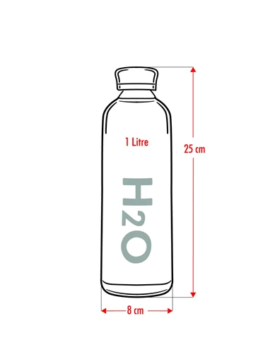 Needion - H2o Borosilikat Cam Matara Vakum Kapaklı Su Şişesi Suluk Siyah 1000 ML