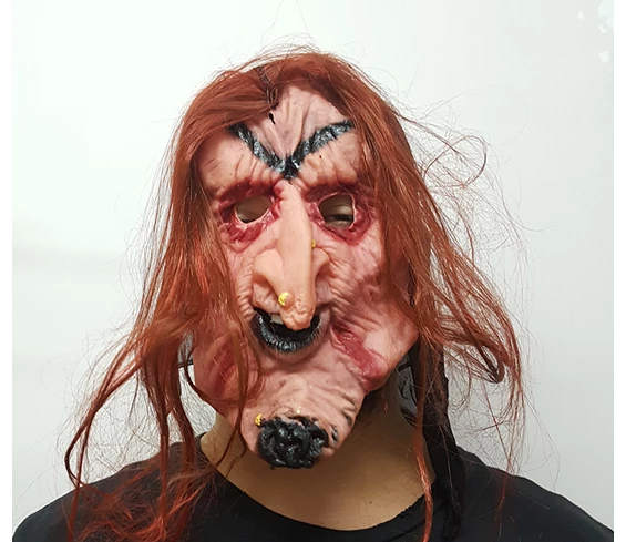 Needion - Halloween Cadılar Bayramı Saçlı Cadı Maskesi