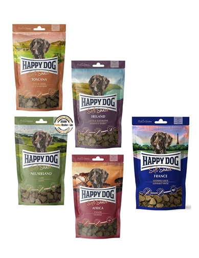 Needion - Happy Dog Soft Snack Karışık Paket Africa-Irland-Toscana-Neuseeland-France 100 Gr (5 ADET)