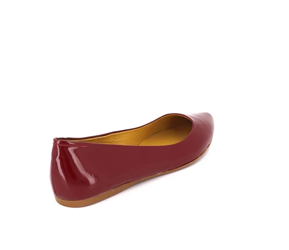 Needion - Hobby 041 Hakiki Rugan Deri Kadın Babet Ayakkabı Kırmızı