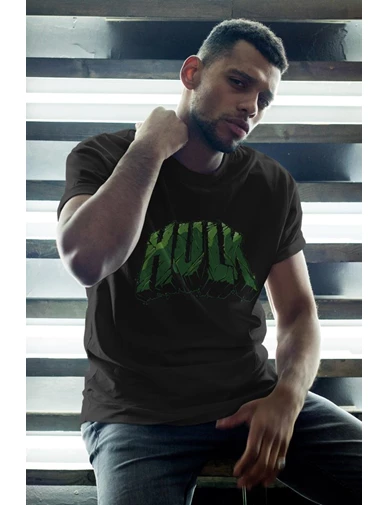 Needion - Hulk Siyah Erkek Oversize Tshirt - Tişört