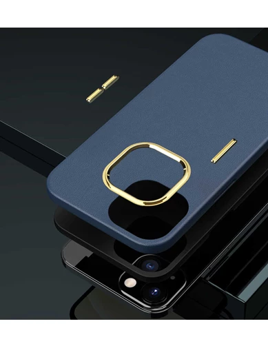 Needion - iPhone 13 Mini Kılıf Suni Deri Mat Natura Silikon