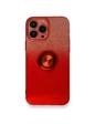 Needion - iPhone 13 Pro Kılıf Simli Yüzüklü Silikon - Kırmızı