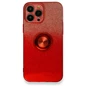 Needion - iPhone 13 Pro Kılıf Simli Yüzüklü Silikon - Kırmızı