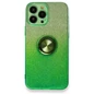 Needion - iPhone 13 Pro Kılıf Simli Yüzüklü Silikon - Yeşil