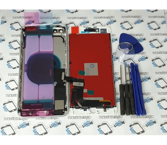 Needion - İphone 8 Plus Lcd Ekran Beyaz + Dolu Kasa Gri