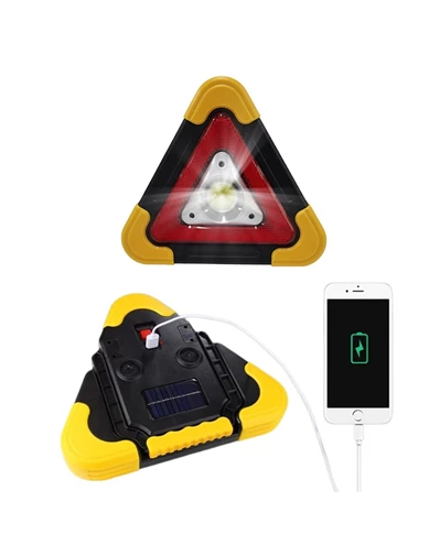 Needion - Işıklı İkaz Lambası Şarjlı USB Kablolu Güneş Enerjili Çok Amaçlı Reflektör