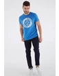 Needion - İşlemeli Bisiklet Yaka T-Shirt SaksFashion Friends Saks Mavi XS