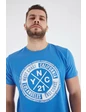 Needion - İşlemeli Bisiklet Yaka T-Shirt SaksFashion Friends Saks Mavi XS