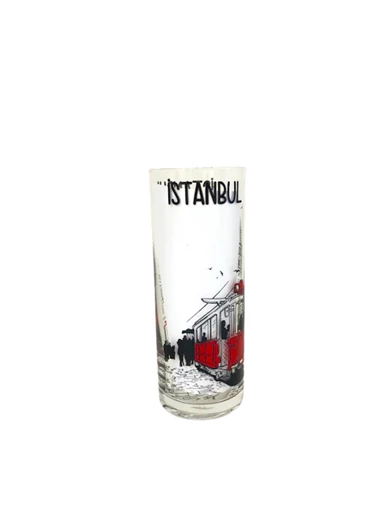 Needion - İstanbul Yazılı Galata Taksim Resimli Cam Rakı Bardağı 2 Adet Bardak Set Hediyelik 