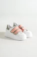 Needion - Kadın Beyaz Pudra Yeşil Çift Cırt Cırt Detaylı Sneaker Günlük Spor Ayakkabı Kecsp121 BEYAZPUDRAYEŞİL 36