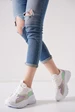 Needion - Kadın Beyaz Yüksek Tabanlı Renk Detaylı Sneaker Günlük Spor Ayakkabı Kecsp145 BEYAZ 38