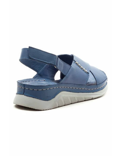 Needion - Kadın Deri Comford Sandalet KOT MAVI NHR2126107
