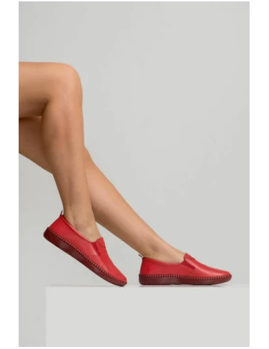 Needion - Kadın Deri Kırmızı Günlük Ayakkabı KIRMIZI BRC2124035-2