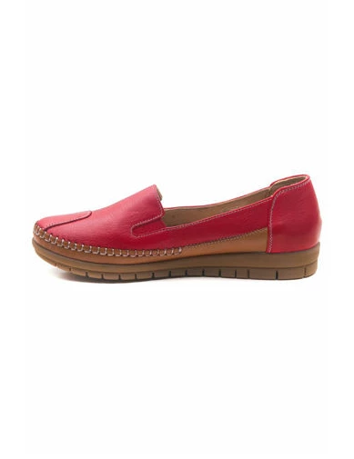Needion - Kadın Deri Kırmızı Taba Comfort Ayakkabı KIRMIZI TABA NHR212134-6
