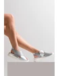 Needion - Kadın Deri Kısa Dolgu Topuk Sandalet GRI ELD212010 GRI 36