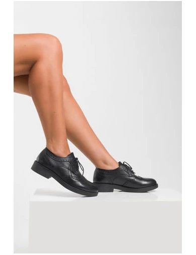 Needion - Kadın Deri Siyah Baskılı Ayakkabı SIYAH PNC211308-1