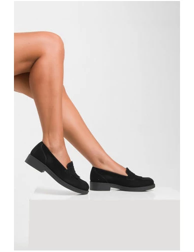 Needion - Kadın Deri Siyah Süet Püskül Detay Ayakkabı SIYAH SUET PNC211310-1