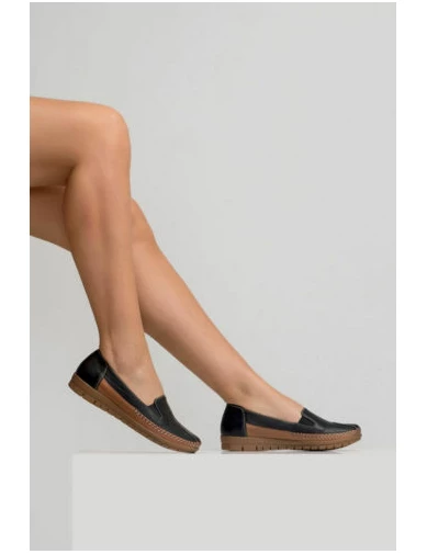 Needion - Kadın Deri Siyah Taba Comfort Ayakkabı SIYAH TABA NHR212134-1
