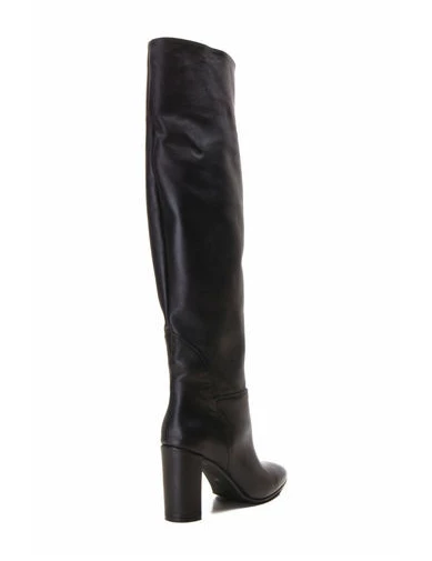 Needion - Kadın Deri Siyah Topuklu Çizme SIYAH ASR2113657-2