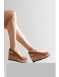 Needion - Kadın Deri Taba Dolgu Topuk Sandalet TABA ALP2122052-3 Taba 36