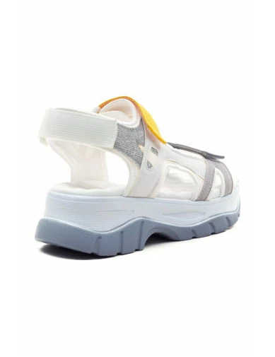 Needion - Kadın Dolgu Topuk Sandalet BEYAZ GRI HSN2124740