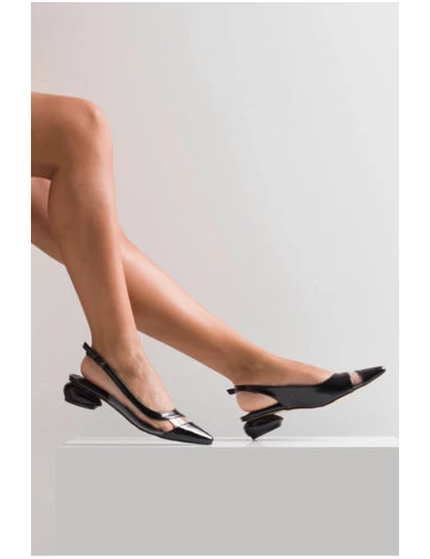 Needion - Kadın Kısa Şeffaf Detay Ayakkabı SIYAH RUGAN ERC212219