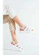 Needion - Kadın Many Beyaz 3 Bant Lastikli Bilekten Bağlama Terlik&sandalet M105 BEYAZ 37