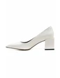 Needion - Kadın Pu Beyaz Kalın Topuklu Sivri Burun Ayakkabı BEYAZ ERC20287-4 Beyaz 36