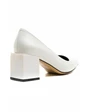 Needion - Kadın Pu Beyaz Kalın Topuklu Sivri Burun Ayakkabı BEYAZ ERC20287-4 Beyaz 36