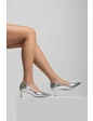 Needion - Kadın Pu Gümüş Yılan Kısa Topuklu Stiletto GUMUS YILAN AHM212117-7 GUMUS YILAN 36