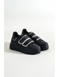 Needion - Kadın Siyah Gri Çift Cırt Cırt Detaylı Sneaker Günlük Spor Ayakkabı Kecsp121 SİYAHGRİ 36