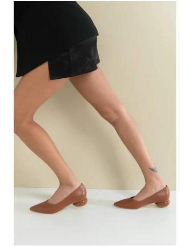 Needion - Kadın Topuklu Ayakkabı TABA ERC22186