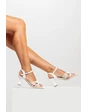 Needion - Kadın Topuklu Örgü Detay Ayakkabı BEYAZ RUGAN UNL212220 BEYAZ RUGAN 36
