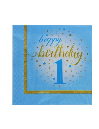 Needion - Kağıt Peçete 1 Yaş Happy Birthday Yıldızlı (20 Adet)