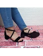 Needion - Kalın Kare Topuk Siyah Süet Bayan Topuklu Ayakkabı  6 Cm Topuk Siyah 38