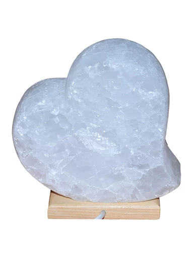 Needion - Kalp Şekilli Doğal Kaya Tuzu Lambası Çankırı Kablolu Ampullü Beyaz 3-4 Kg