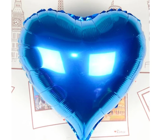 Needion - Kalp Uçan Balon Folyo Mavi 80 cm 32 inç