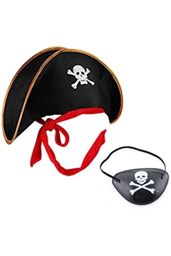 Needion - Kaptan Jack Çocuk Korsan Şapkası ve Göz Bandı Seti