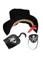 Needion - Kaptan Jack Kadife Korsan Gemici Şapkası ve Korsan Göz Bandı Maskesi
