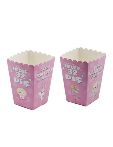 Needion - Karton Popcorn Kutusu Dikkat Dişim Çıktı (Diş Buğdayı) (10 Adet)