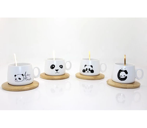 Needion - Kaşıklı Panda Modelli Kupa Bardak Dekoratif Hediyelik